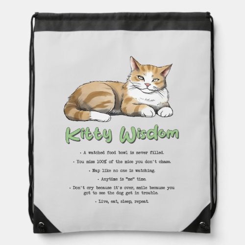 Funny Kitty Wisdom Drawstring Bag