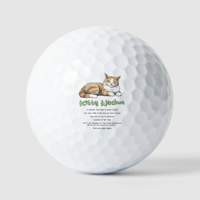 Funny Kitty Wisdom Golf Balls (Front)