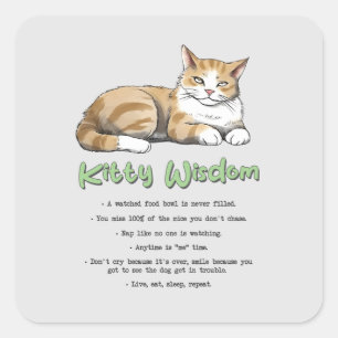 Funny Kitty Wisdom Square Sticker