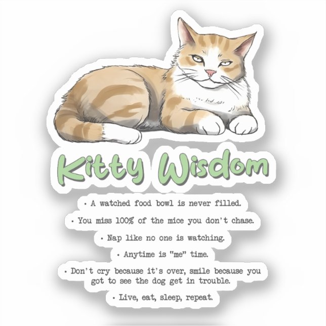 Funny Kitty Wisdom Sticker (Front)