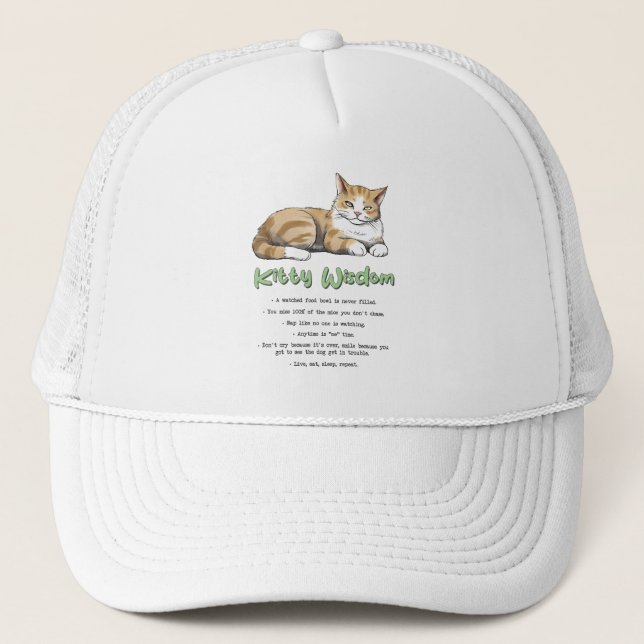 Funny Kitty Wisdom Trucker Hat (Front)