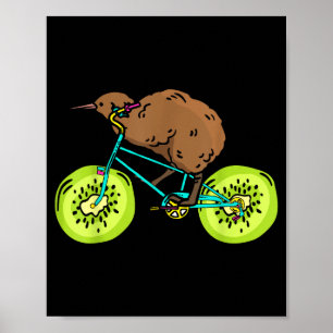 Funny Kiwi Biker Cycling Gift New Zealand Poster