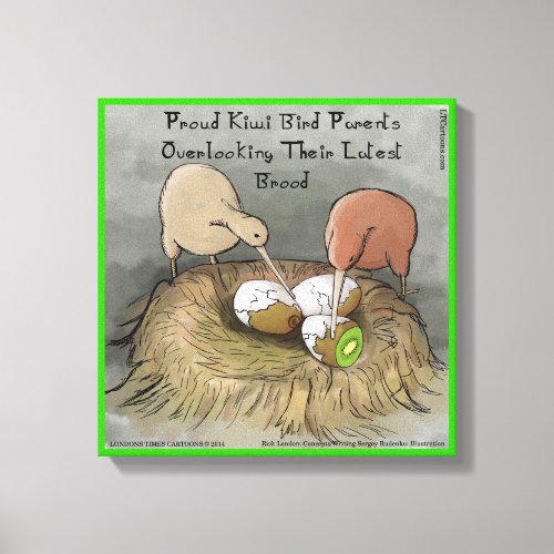 Funny Kiwi Bird Parents  Fruit Canvas Print