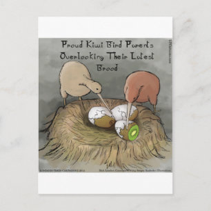 Funny Kiwi Birds Tending Their Fruit Postcard