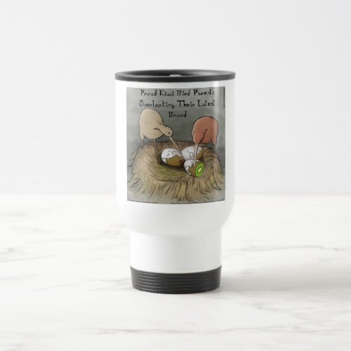 Funny Kiwi Birds Tending Their Fruit Travel Mug