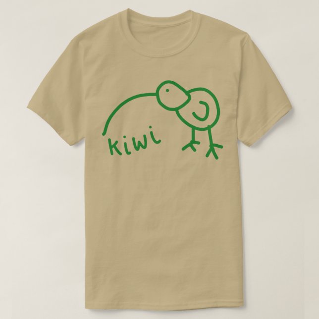 Funny Kiwi Doodle Green T-Shirt (Design Front)