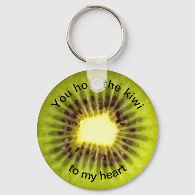 Funny Kiwi Food Pun Message Keychain (Front)