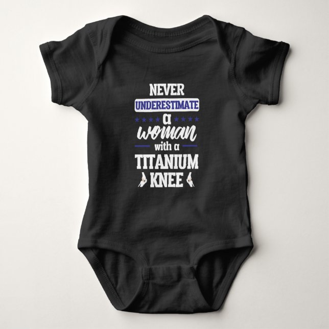 Funny Knee Replacement Woman Surgery Recovery Gift Baby Bodysuit (Front)