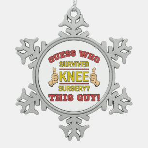 Funny Knee Surgery Snowflake Pewter Christmas Ornament