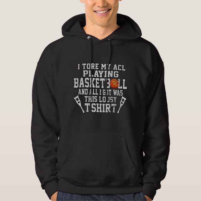 Funny Knee Surgery Torn ACL Basketball Distressed  Hoodie (Front)