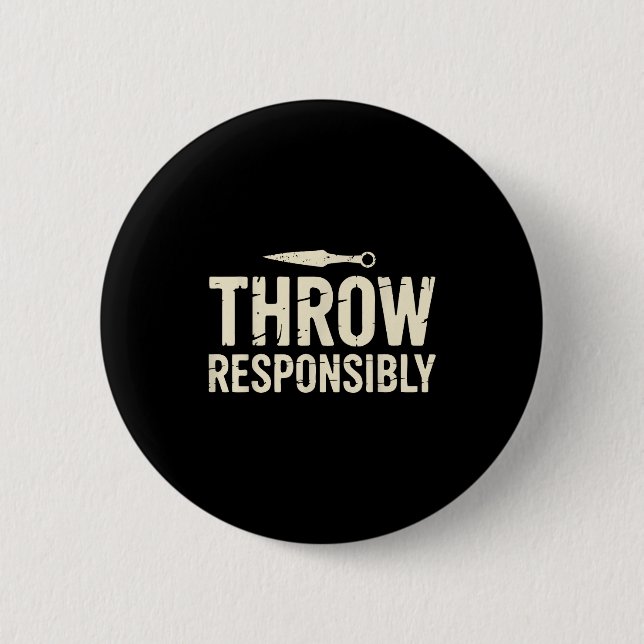 Funny Knife Throwing  Button (Front)
