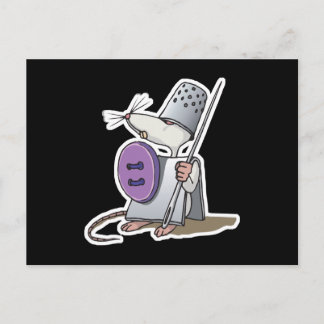 funny knight warrior mouse postcard