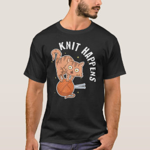 Funny Knit Craft Art Cute Cat Crocheting Yarn Love T-Shirt
