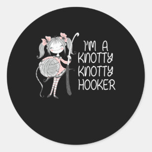 Funny Knitter Crafting Knitting Yarn Lover Classic Round Sticker