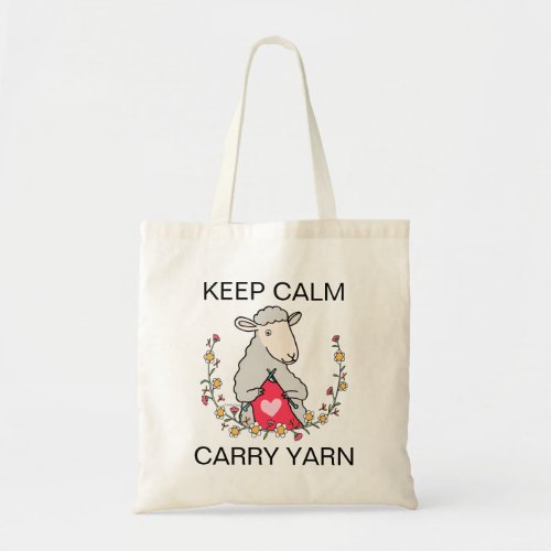 Funny Knitter Crochet Lover Keep Calm Carry Yarn Tote Bag