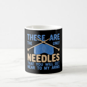 Funny Knitting Anti Vaccine Humor Knitting Needles Coffee Mug
