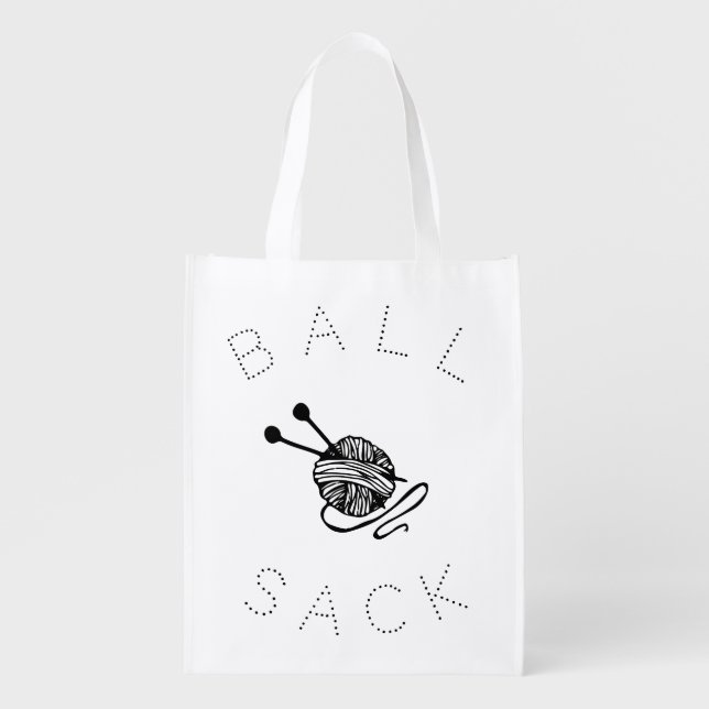 Funny Knitting Ball Sack Grocery Bag (Front)