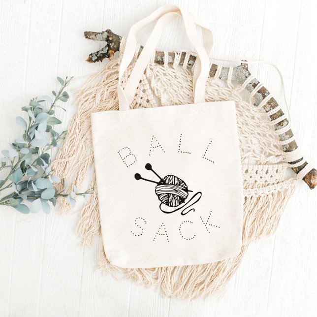 Funny Knitting Ball Sack Tote Bag (Creator Uploaded)