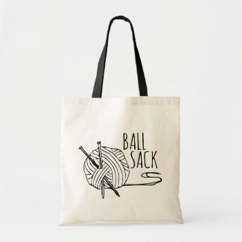 Funny Knitting Ball Sack Tote Bag by hacheu at Zazzle