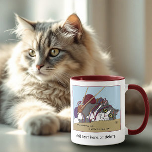 Funny Knitting Cat Tangled Yarn Hobby Humor Mug
