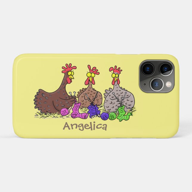 Funny knitting chickens cartoon illustration Case-Mate iPhone case (Back (Horizontal))