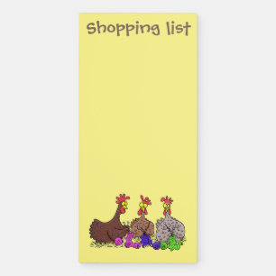 Funny knitting chickens cartoon illustration magnetic notepad