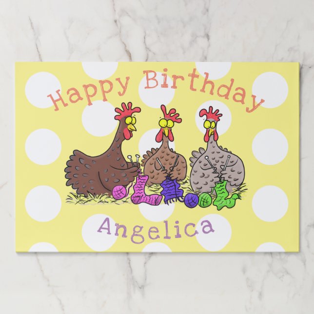 Funny knitting chickens cartoon illustration paper pad (Front)
