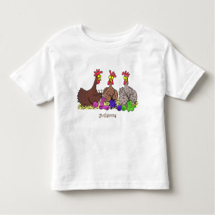 Funny knitting chickens cartoon illustration toddler t-shirt