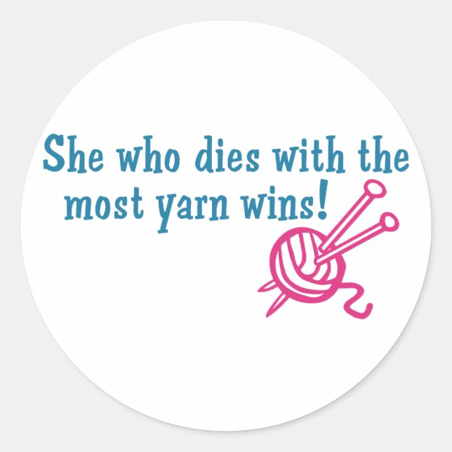 Funny Knitting Classic Round Sticker (Front)