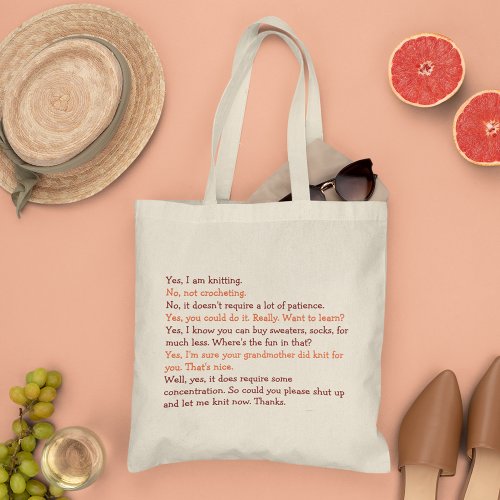 Funny Knitting Conversation Mom Mothers Day Yarn Tote Bag