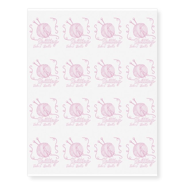 Funny Knitting Crochet Craft Gifts Temporary Tattoos (Front)