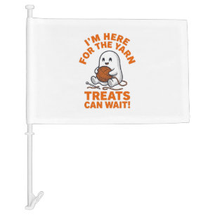 Funny Knitting Ghost Vintage Engraving Design_1 Car Flag