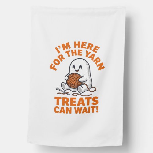 Funny Knitting Ghost Vintage Engraving Design_1 House Flag