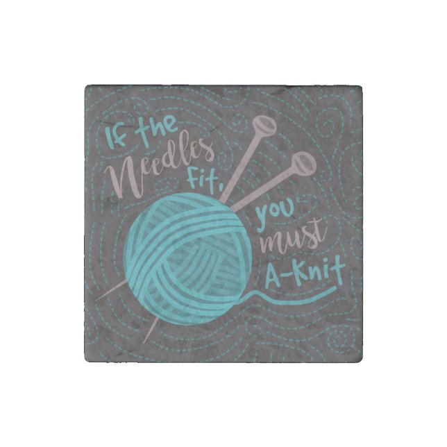 Funny Knitting Humor Knitters Needles Yarn Stone Magnet (Front)