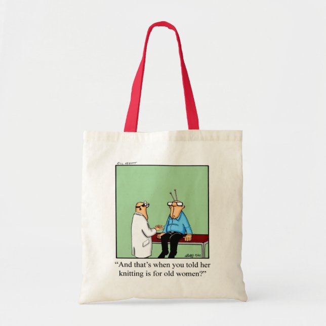 Funny Knitting Humor Tote Bag  (Front)
