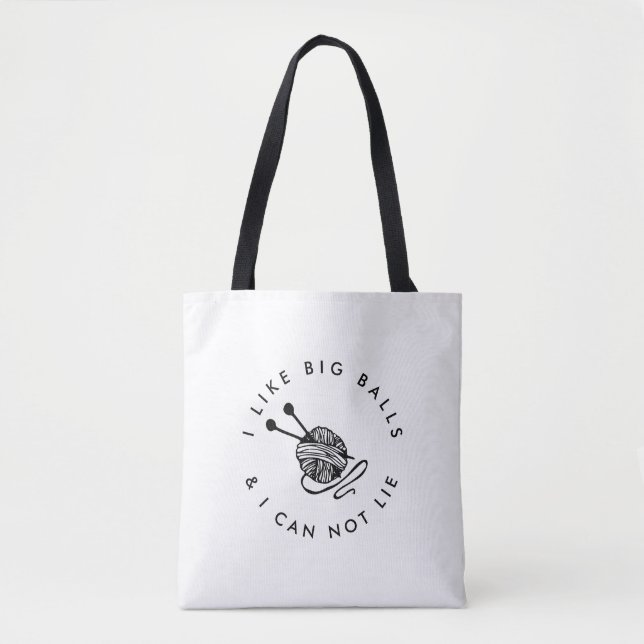 Funny Knitting I like big balls Large Tote Bag (Front)