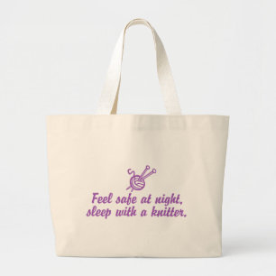 Funny Knitting Large Tote Bag