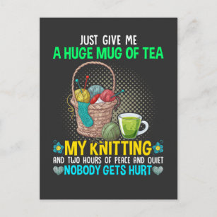 Funny Knitting Mother Needlework Tea Lover Mom Postcard
