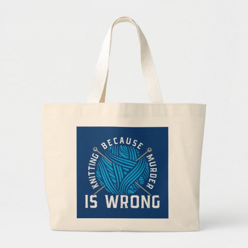 funny knitting murder word art large tote bag