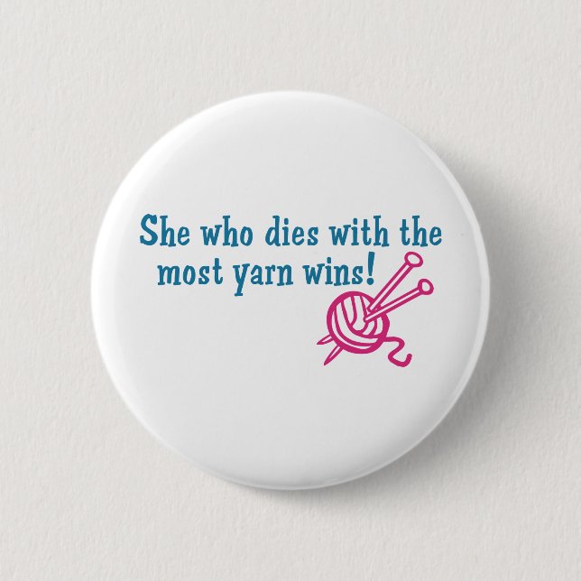 Funny Knitting Pinback Button (Front)