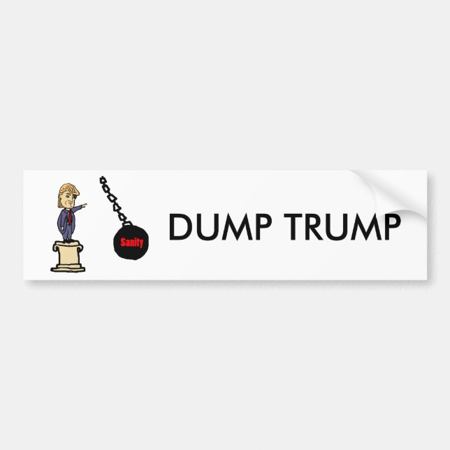 Funny Knock Trump off Pedestal Cartoon Bumper Sticker (Front)