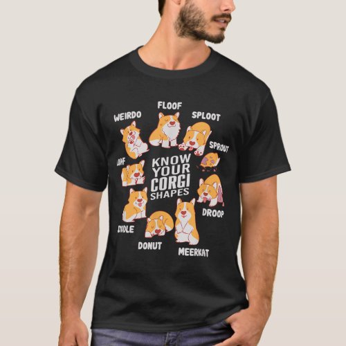 Funny Know Your Corgi Shapes Cute Welsh Dog Lover T_Shirt