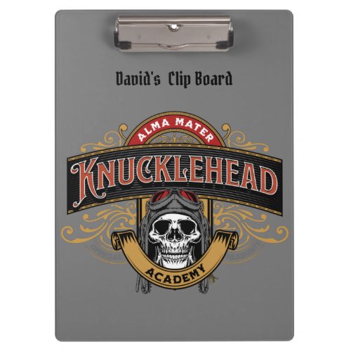 Funny Knucklehead Academy Alma Mater Skull   Clipboard