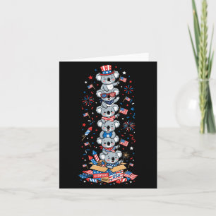 Funny Koala Aamerican Usa Flag Memorial Day 4th Of Card