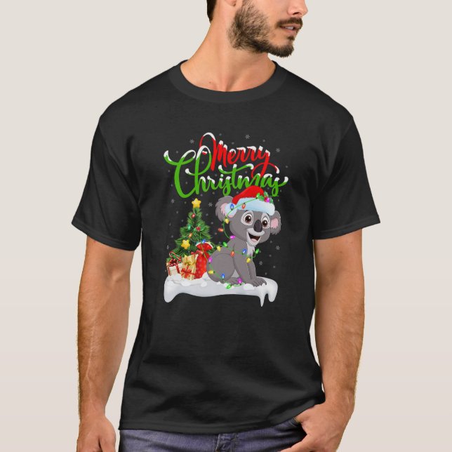 Funny Koala Animal Lover Xmas Lighting Koala Chris T-Shirt (Front)