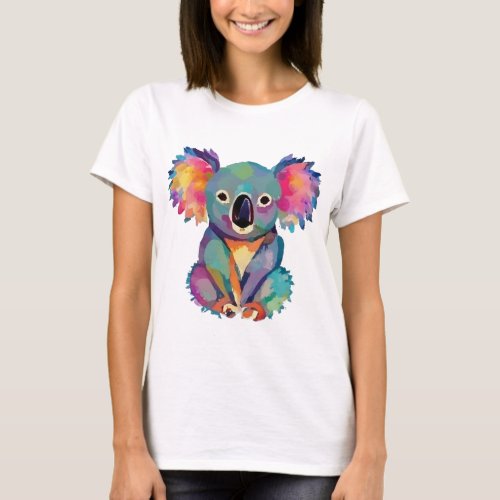 Funny Koala Bear in Water Color Style T_Shirt