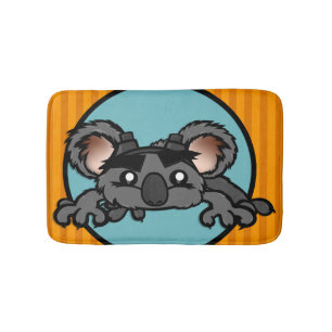 FUNNY KOALA BEAR WITH STRIPES BATH MAT