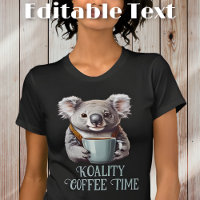 Funny Koala Drinking Coffee Editable Text