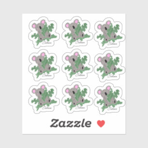 Funny Koala Holding Monstera Plants Sticker