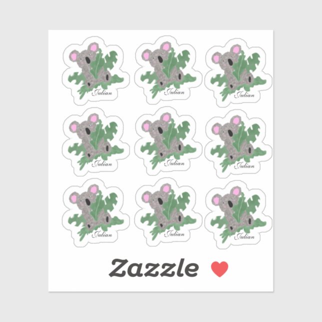 Funny Koala Holding Monstera Plants Sticker (Sheet)